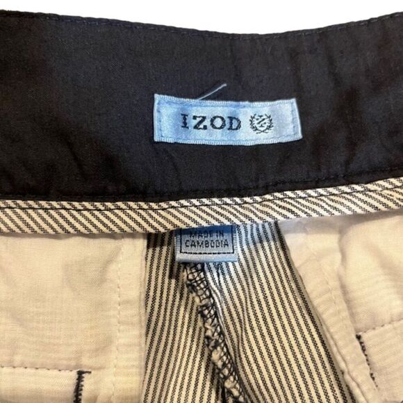 IZOD Nautical Navy and White Pinstripe Pants Cropped Cotton Buttons Size 10 - Picture 8 of 11